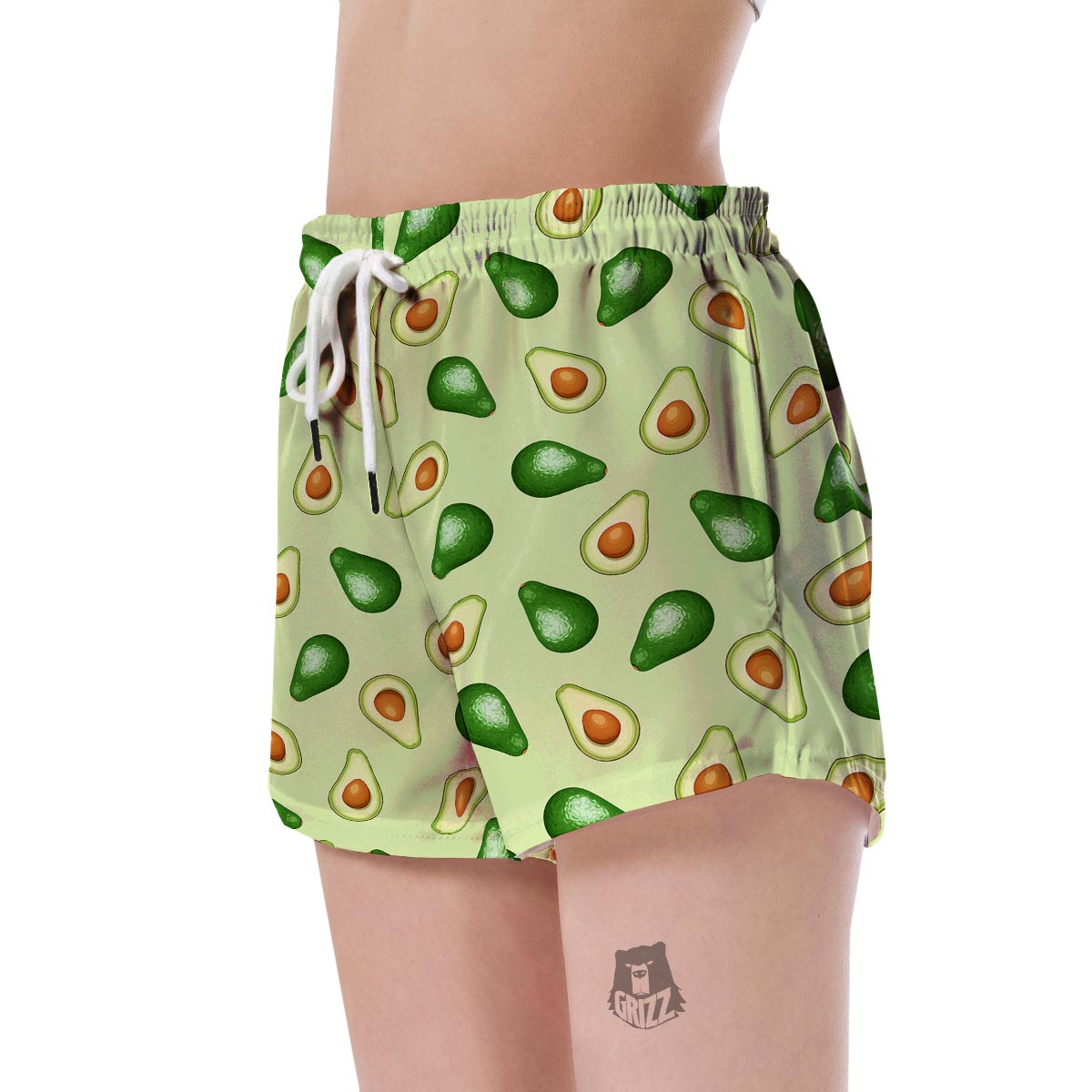 Green Avocado Patttern Print Women's Shorts-grizzshop