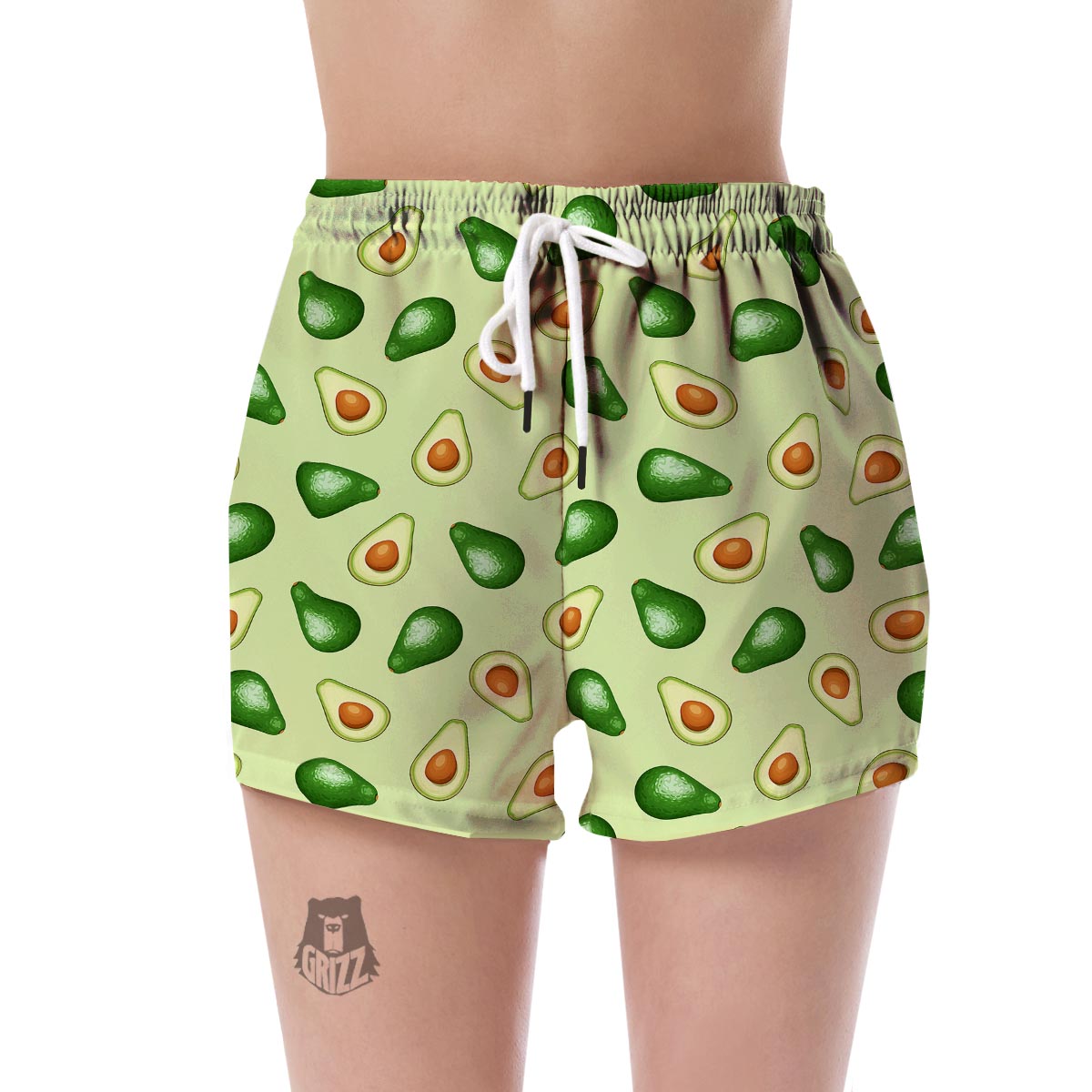 Green Avocado Patttern Print Women's Shorts-grizzshop
