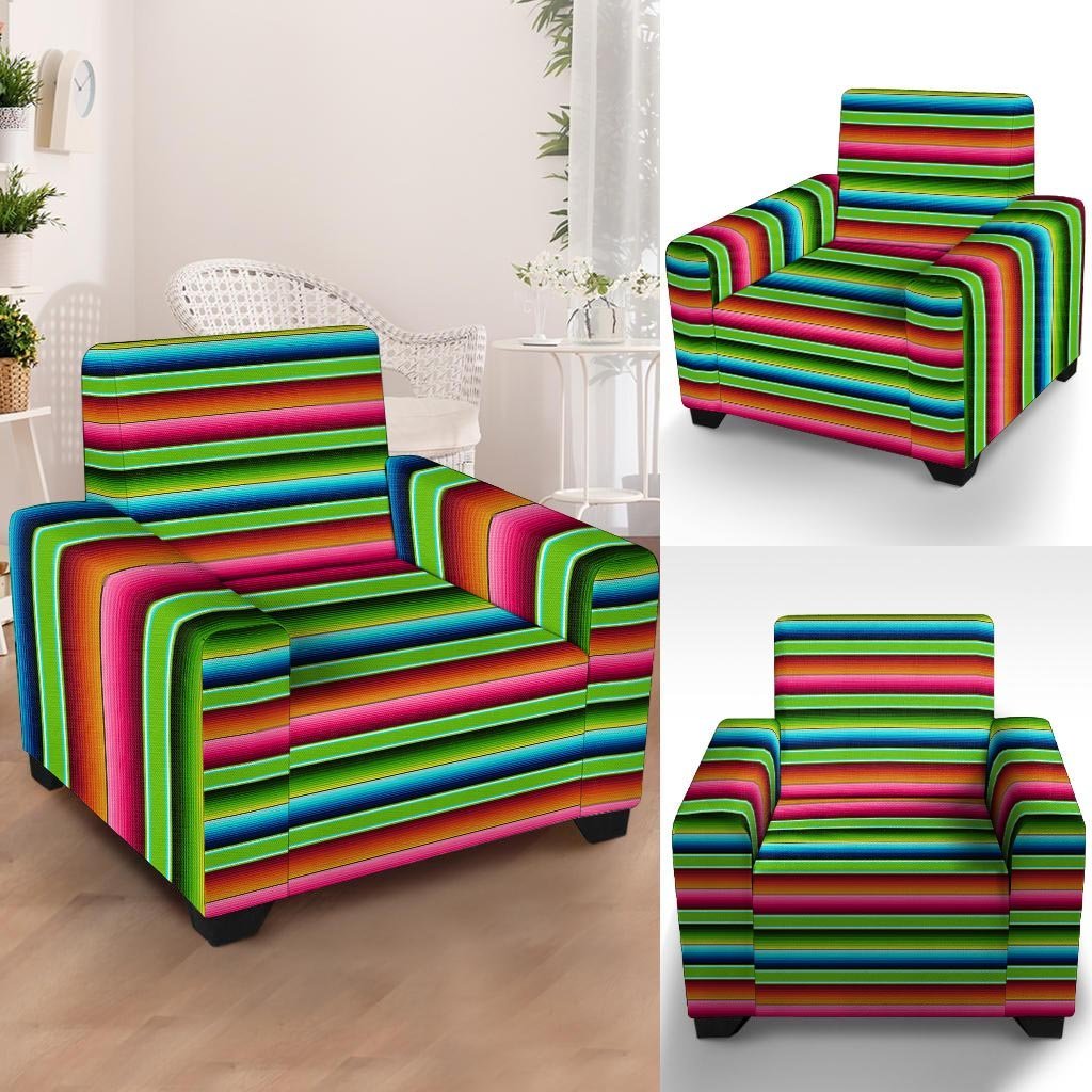 Green Baja Serape Armchair Cover-grizzshop