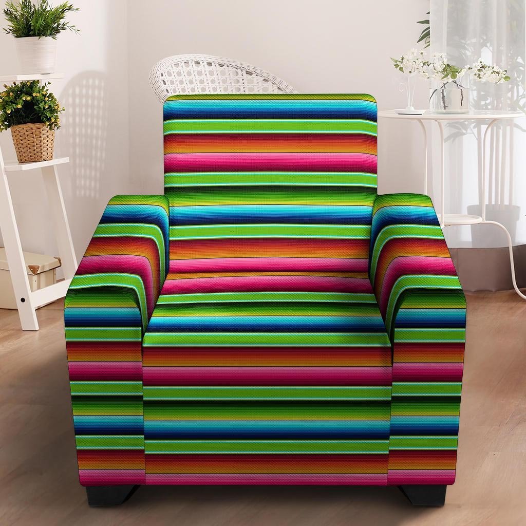 Green Baja Serape Armchair Cover-grizzshop