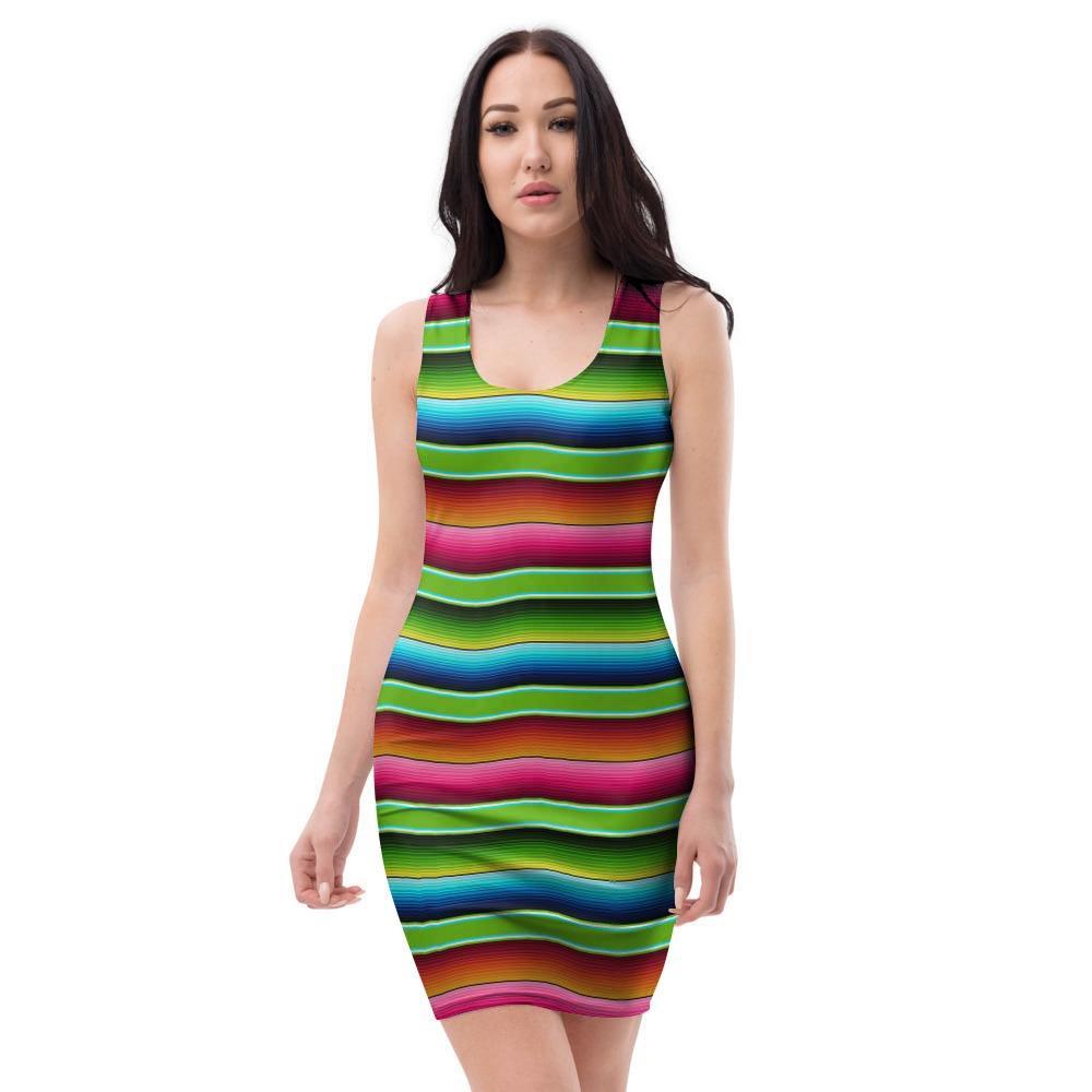 Green Baja Serape Bodycon Dress-grizzshop