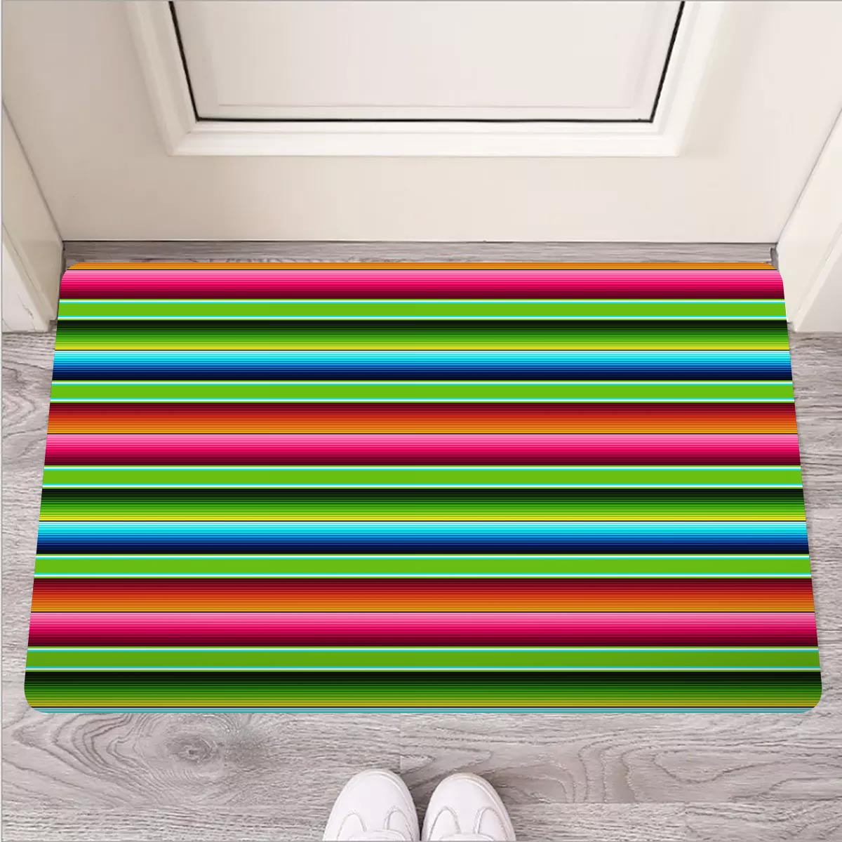 Green Baja Serape Door Mat-grizzshop