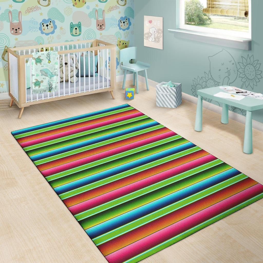 Green Baja Serape Floor Mat-grizzshop