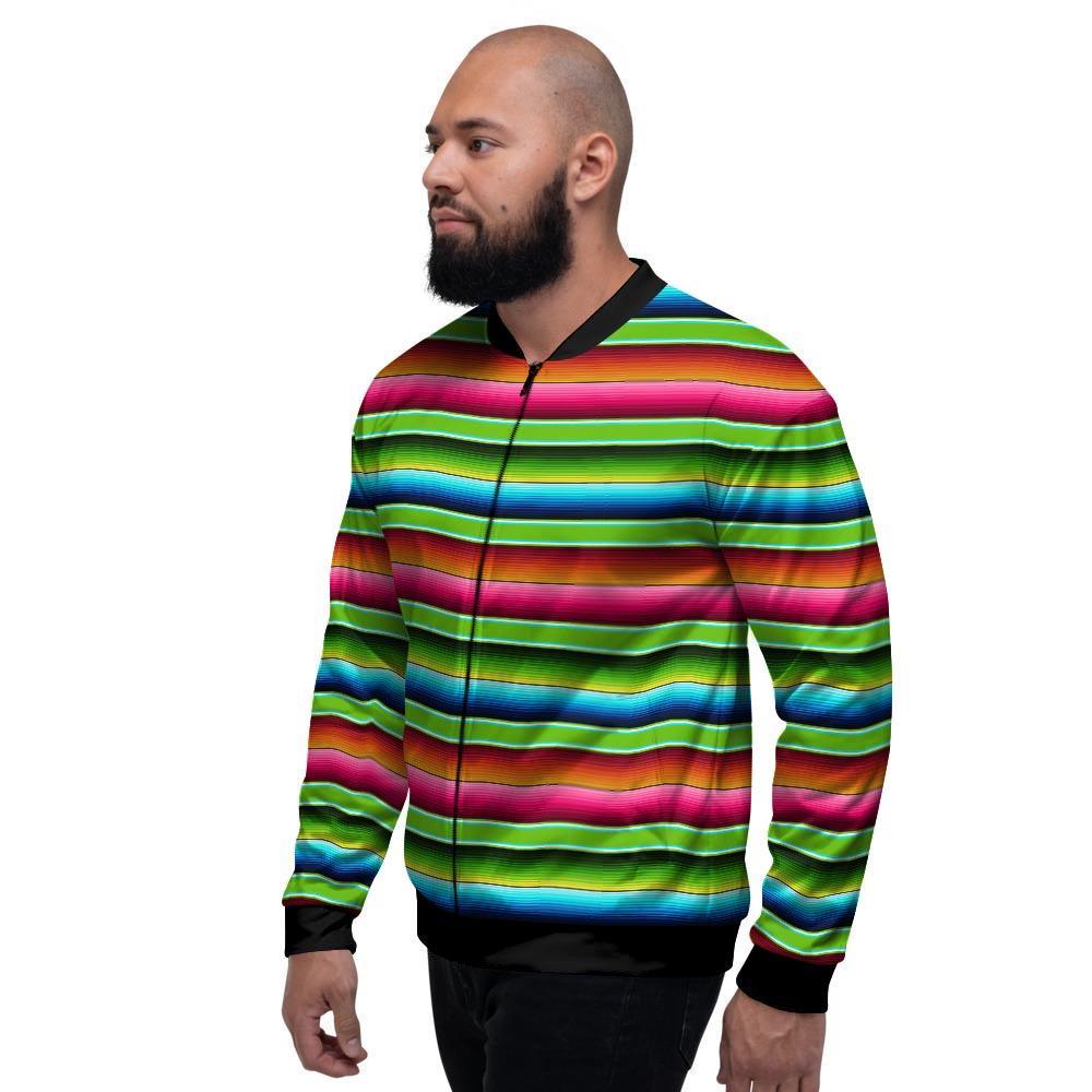 Green Baja Serape Men's Bomber Jacket-grizzshop