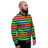 Green Baja Serape Men's Bomber Jacket-grizzshop