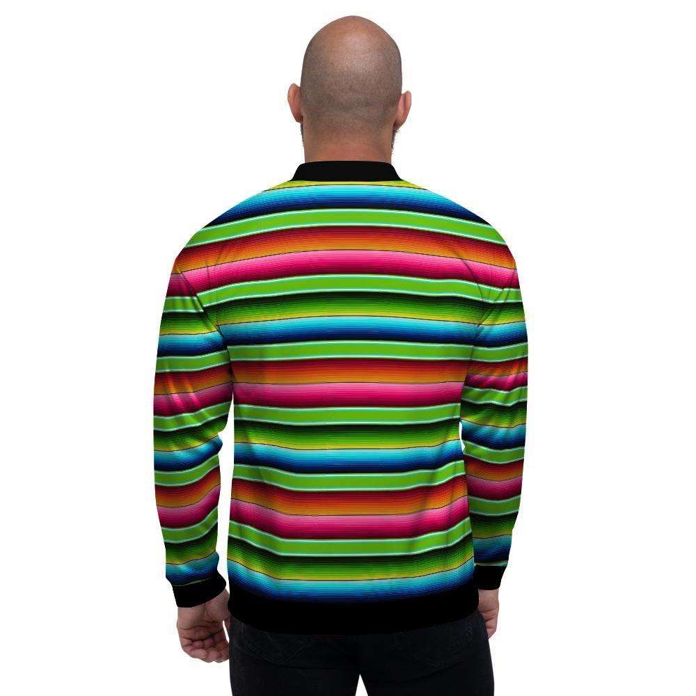 Green Baja Serape Men's Bomber Jacket-grizzshop