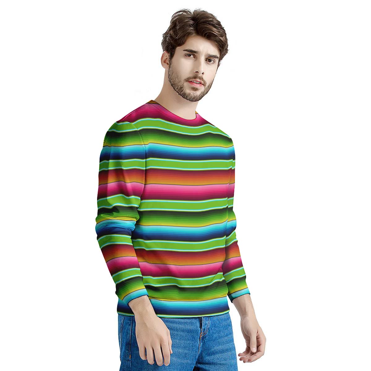 Green Baja Serape Men's Sweatshirt-grizzshop