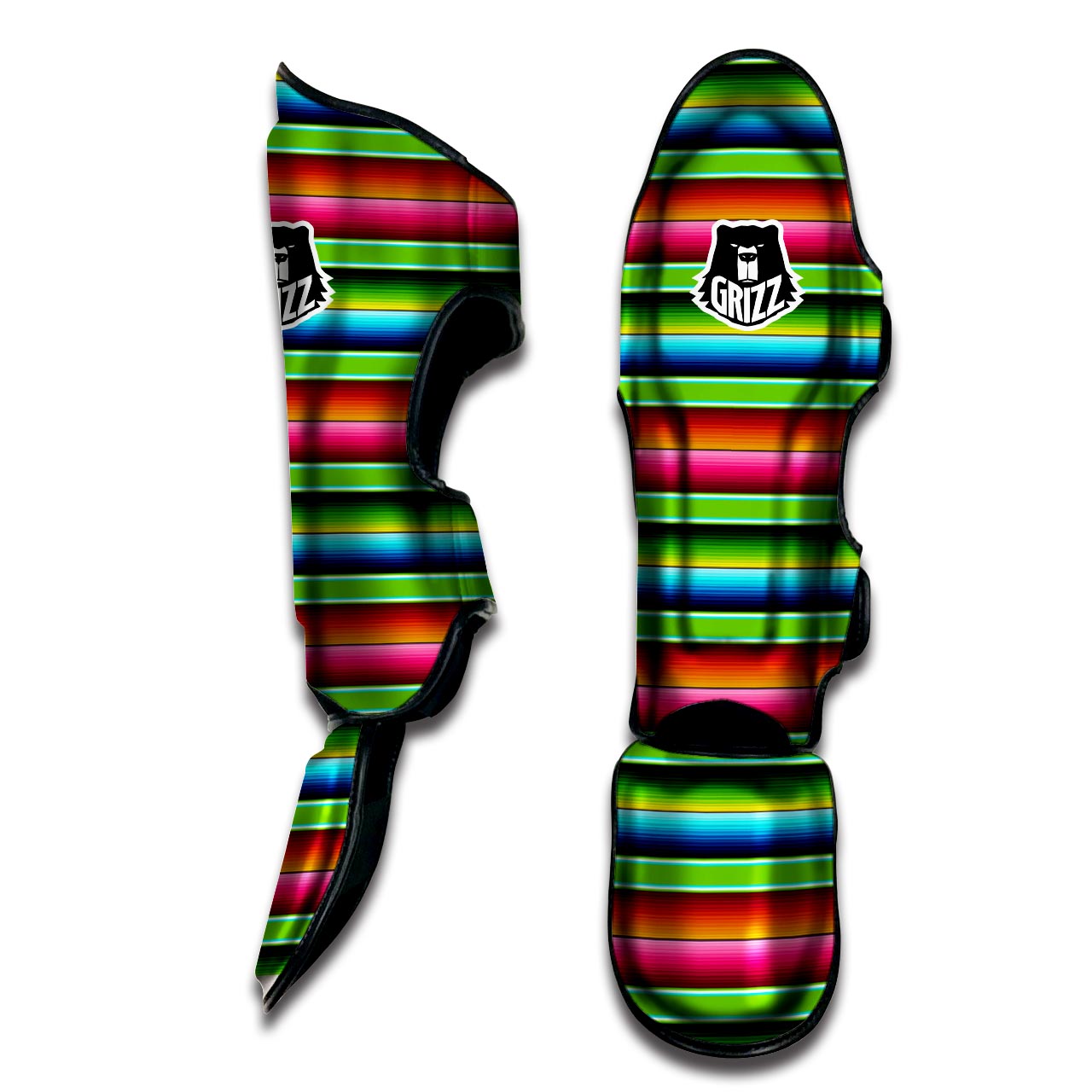 Green Baja Serape Muay Thai Shin Guard-grizzshop