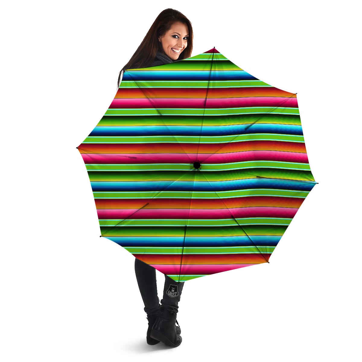 Green Baja Serape Umbrella-grizzshop