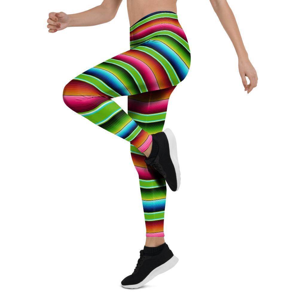 Green Baja Serape Women's Leggings-grizzshop