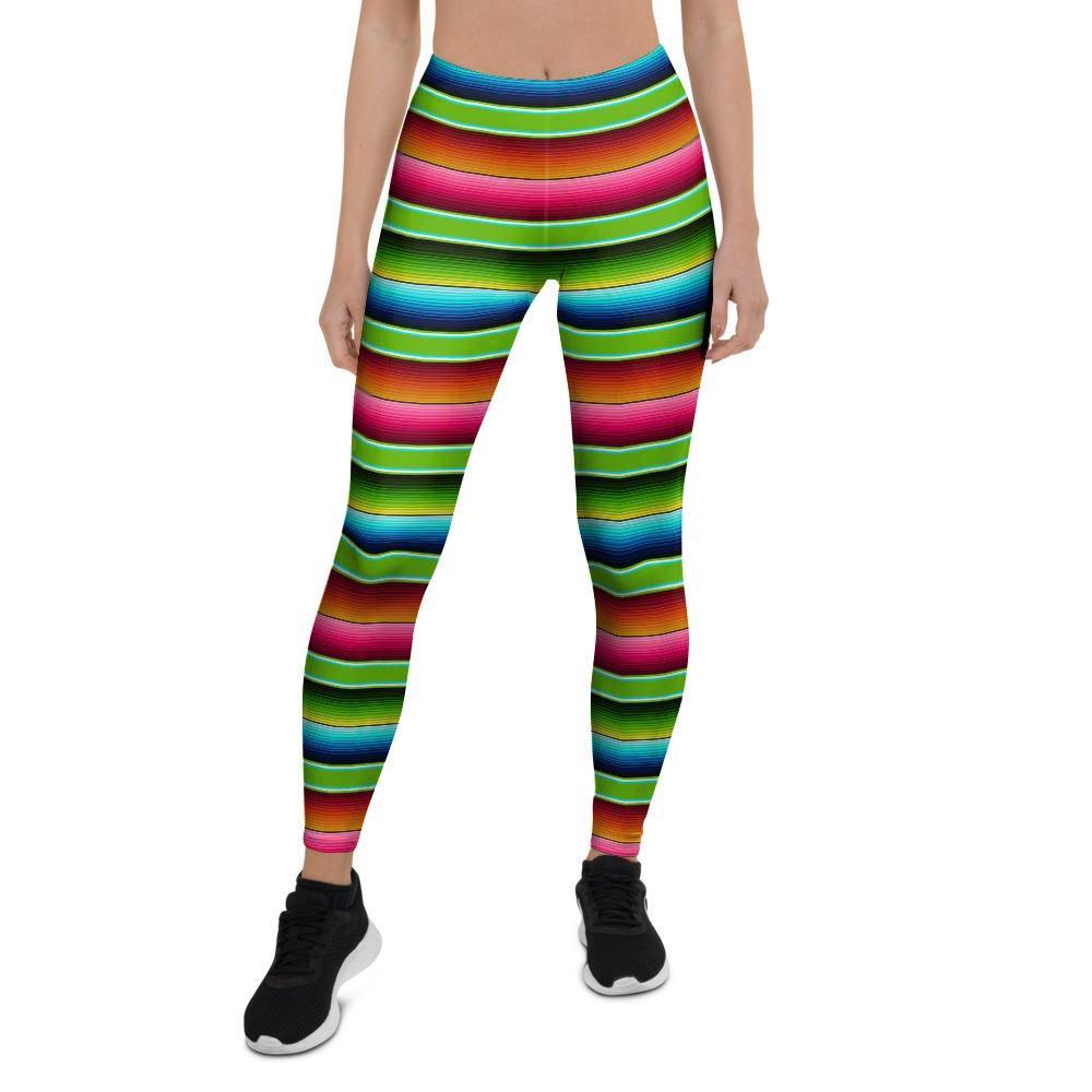 Green Baja Serape Women's Leggings-grizzshop