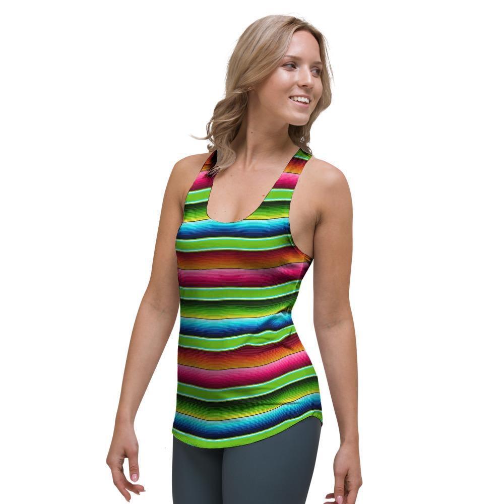 Green Baja Serape Women's Racerback Tank Top-grizzshop