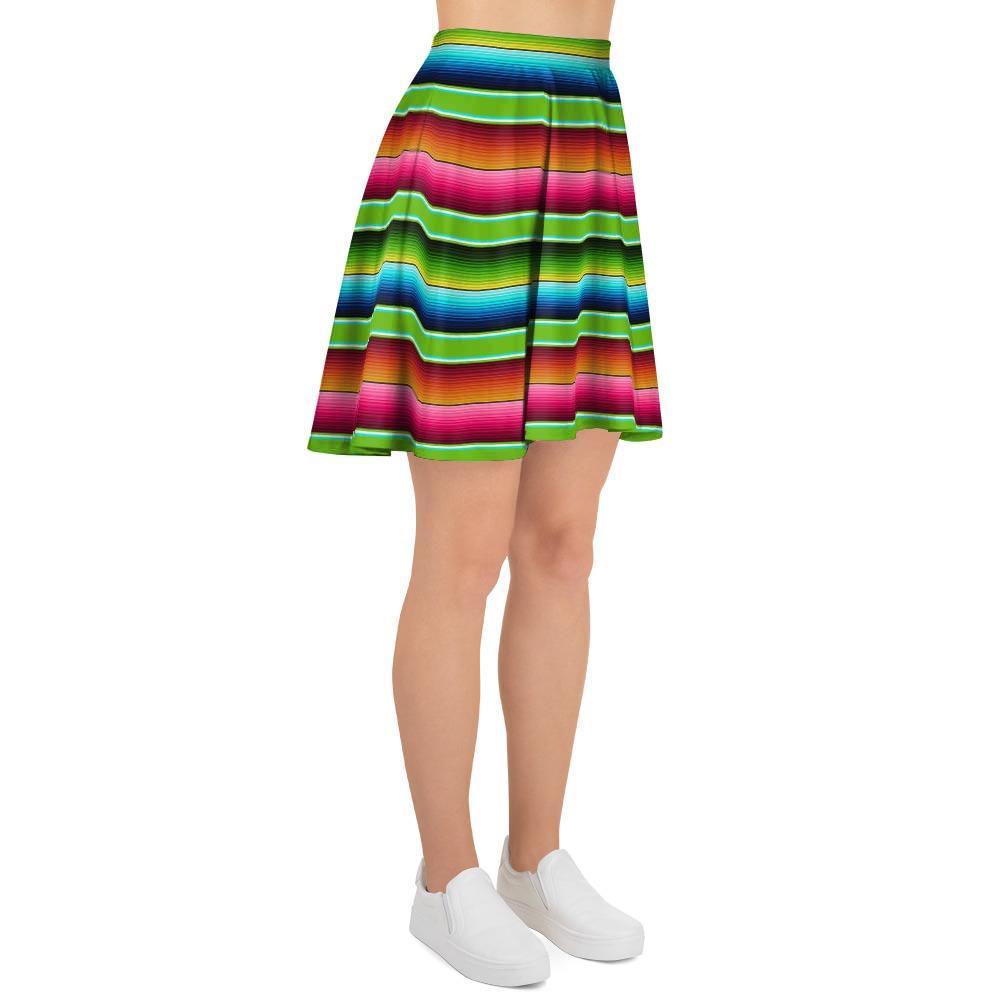 Green Baja Serape Women's Skirt-grizzshop