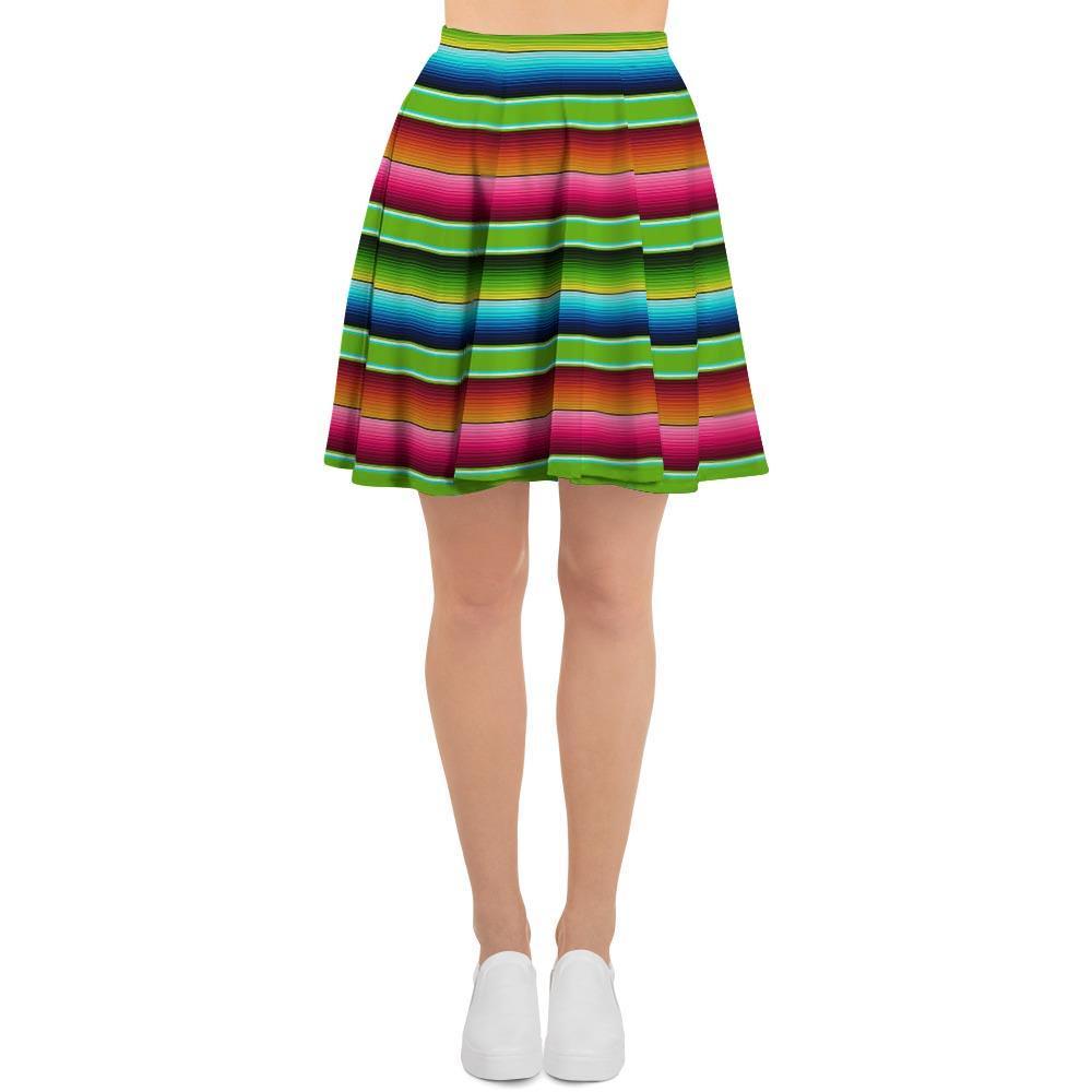 Green Baja Serape Women's Skirt-grizzshop