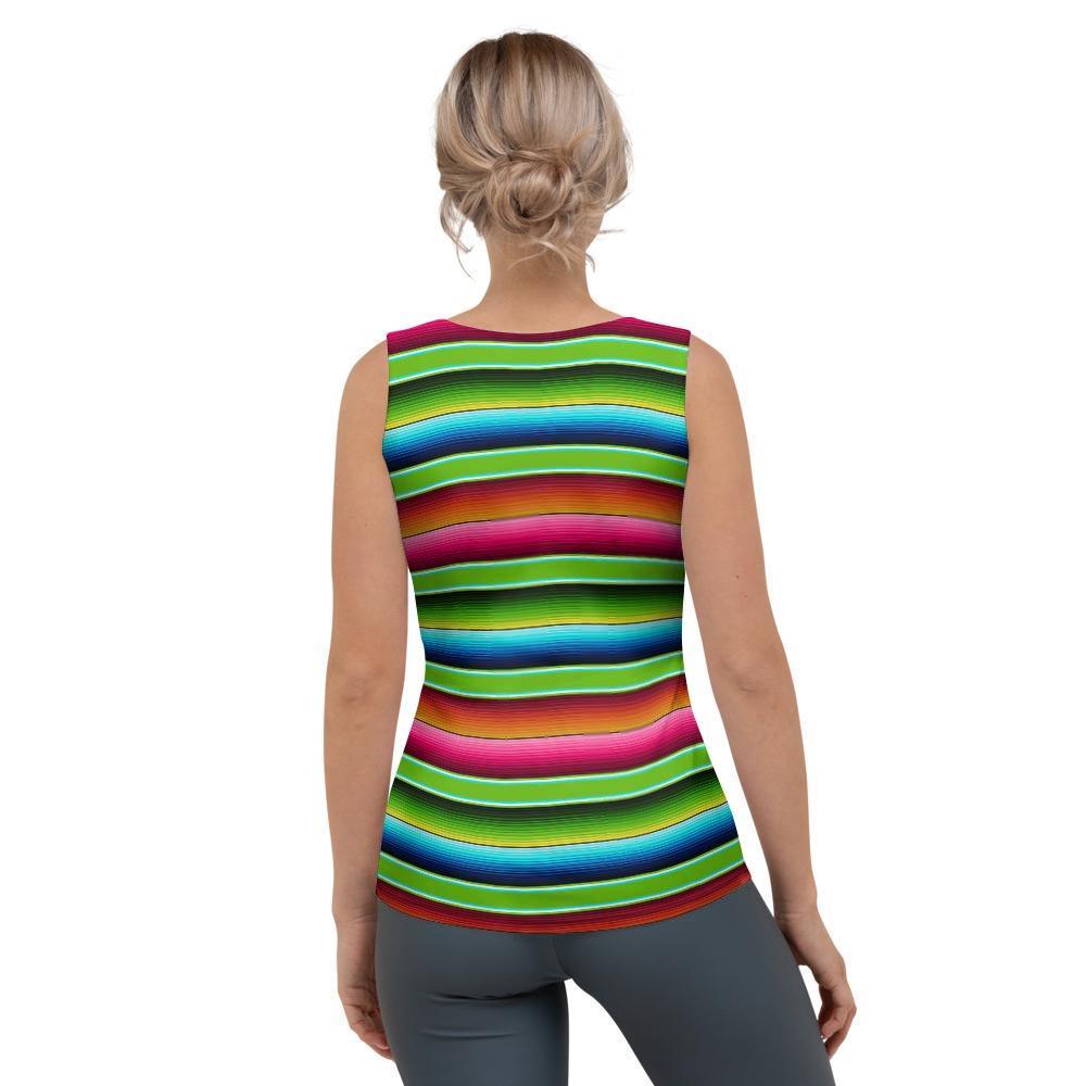 Green Baja Serape Women's Tank Top-grizzshop