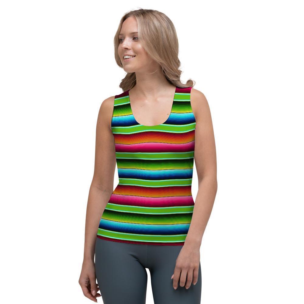 Green Baja Serape Women's Tank Top-grizzshop