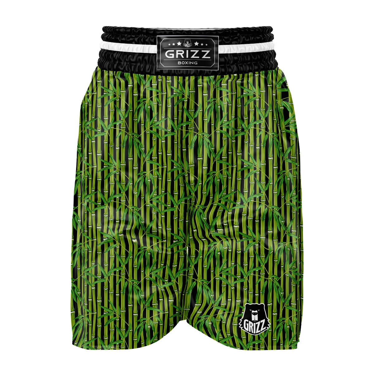 Green Bamboo And Leaves Print Pattern Boxing Shorts-grizzshop