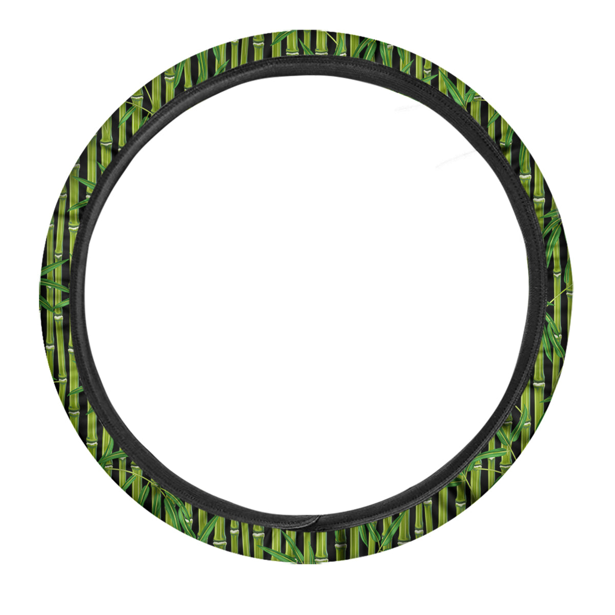 Green Bamboo And Leaves Print Pattern Car Steering Wheel Cover-grizzshop