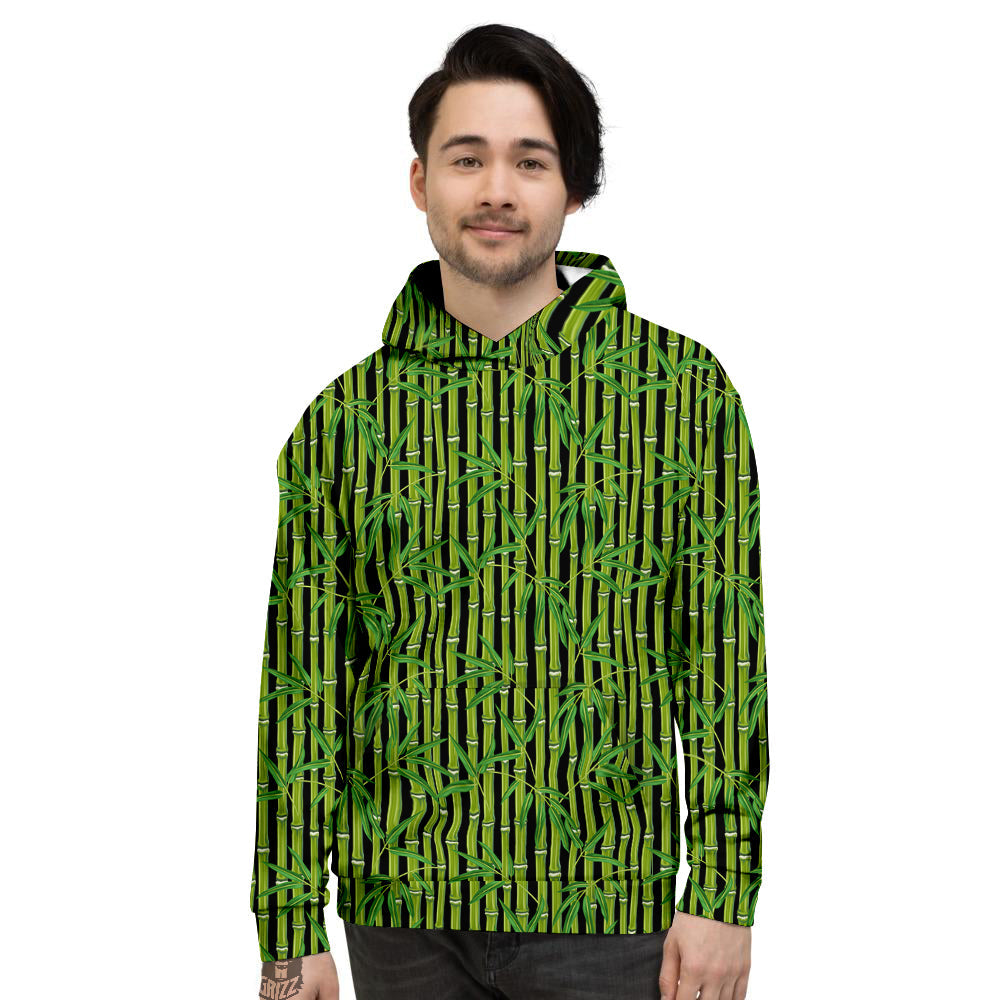 Green Bamboo And Leaves Print Pattern Men's Hoodie-grizzshop