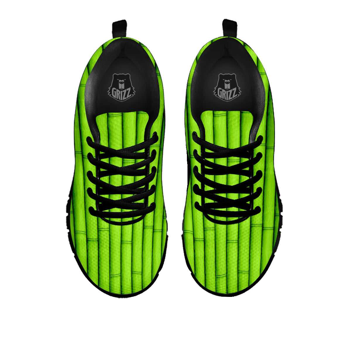Green Bamboo Print Black Sneaker-grizzshop