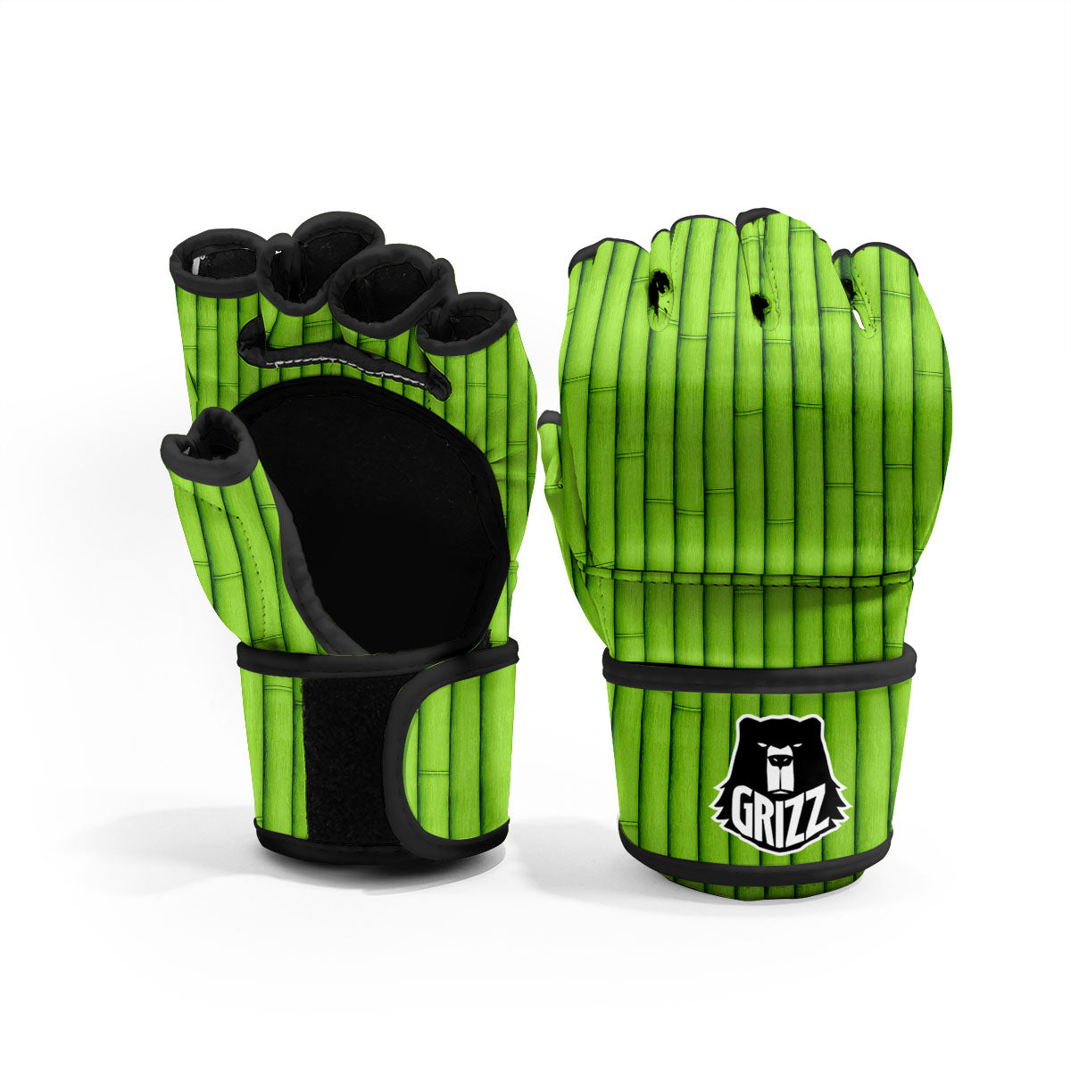 Green Bamboo Print MMA Gloves-grizzshop