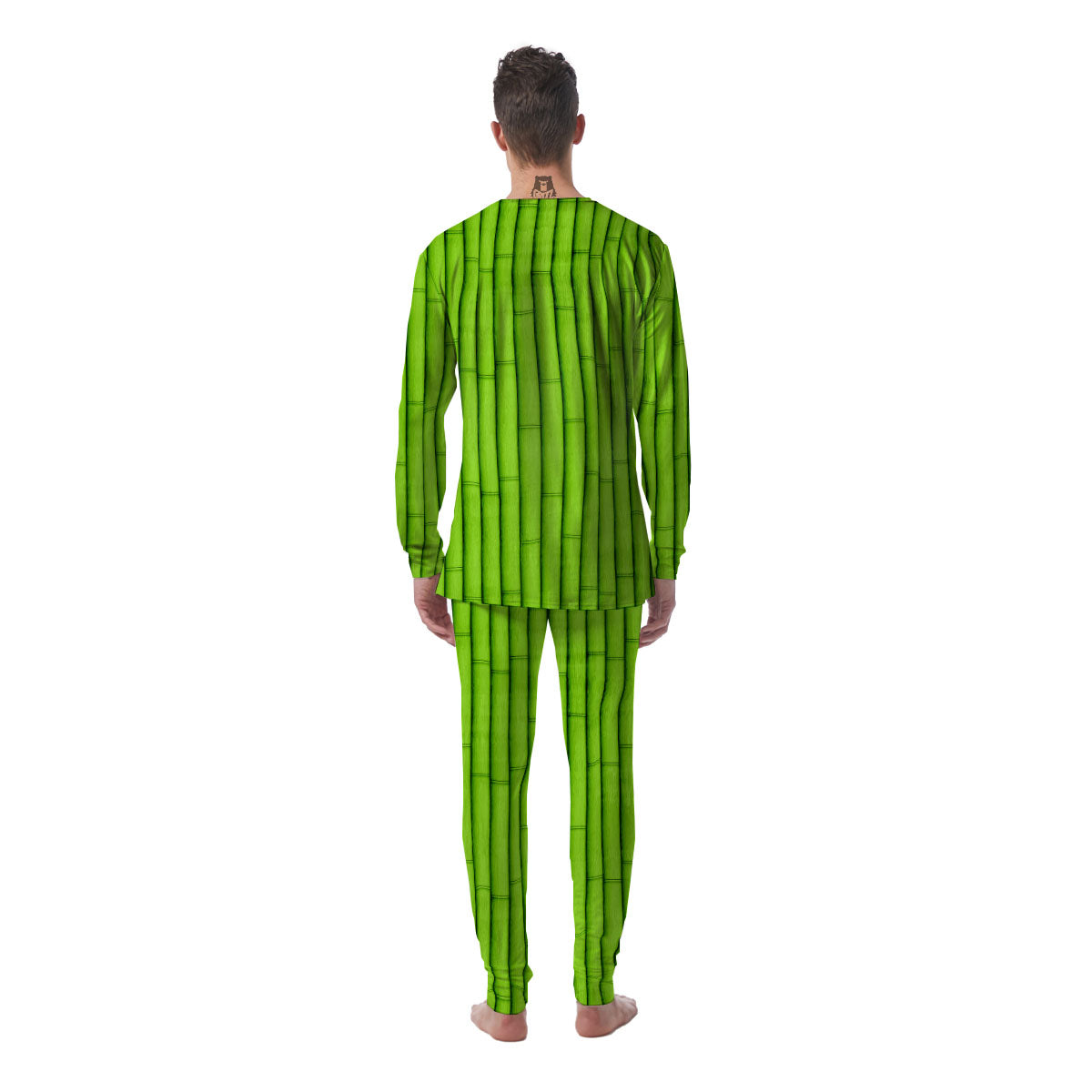 Green Bamboo Print Men's Pajamas-grizzshop