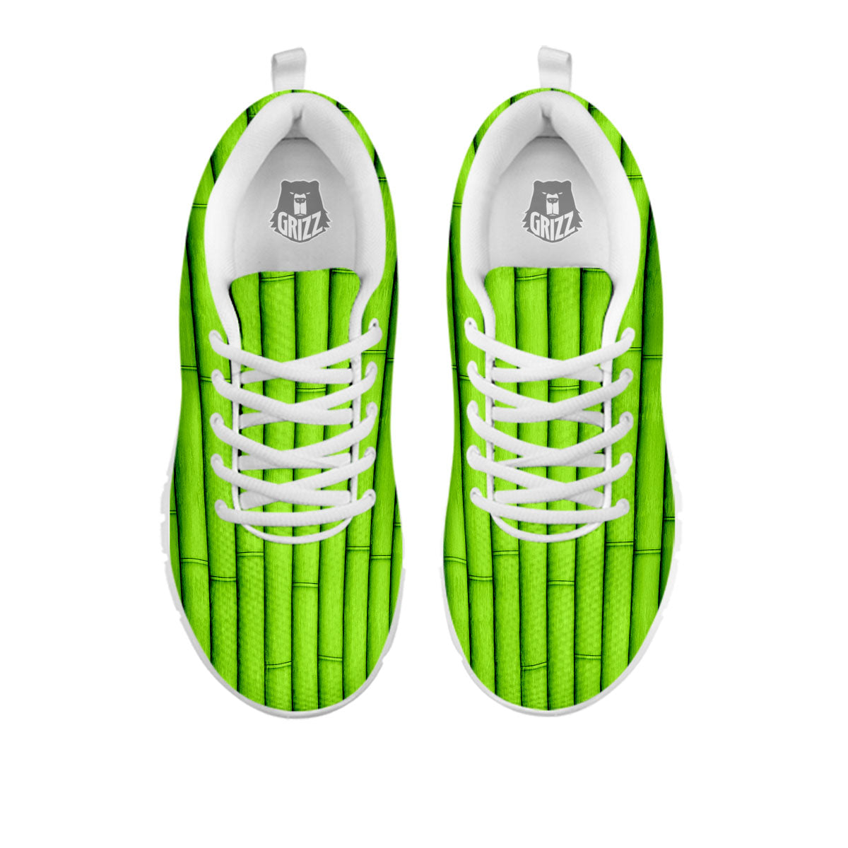 Green Bamboo Print White Sneaker-grizzshop