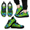 Green Blue Butterfly Pattern Print Black Sneaker Shoes For Men Women-grizzshop