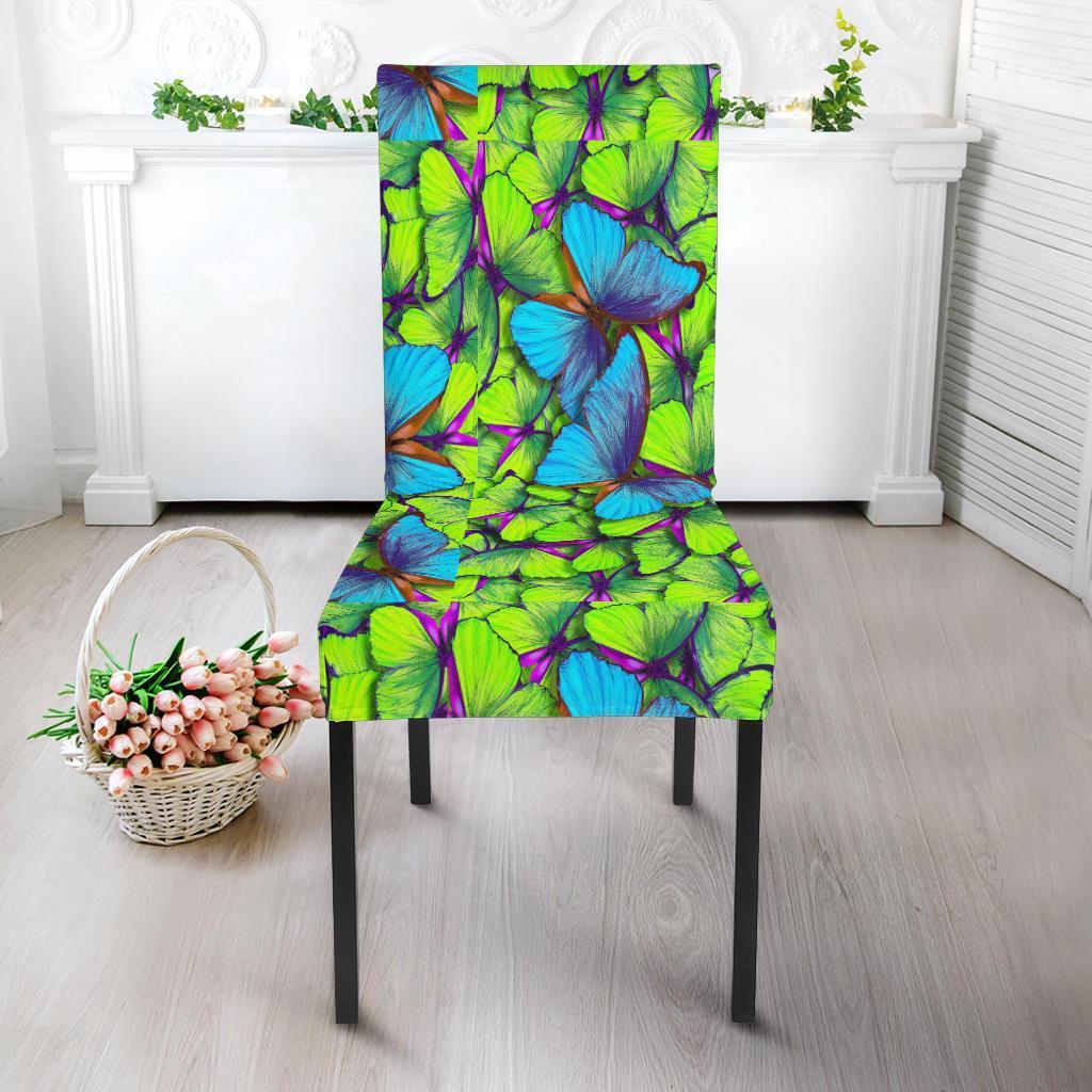 Green Blue Butterfly Pattern Print Chair Cover-grizzshop