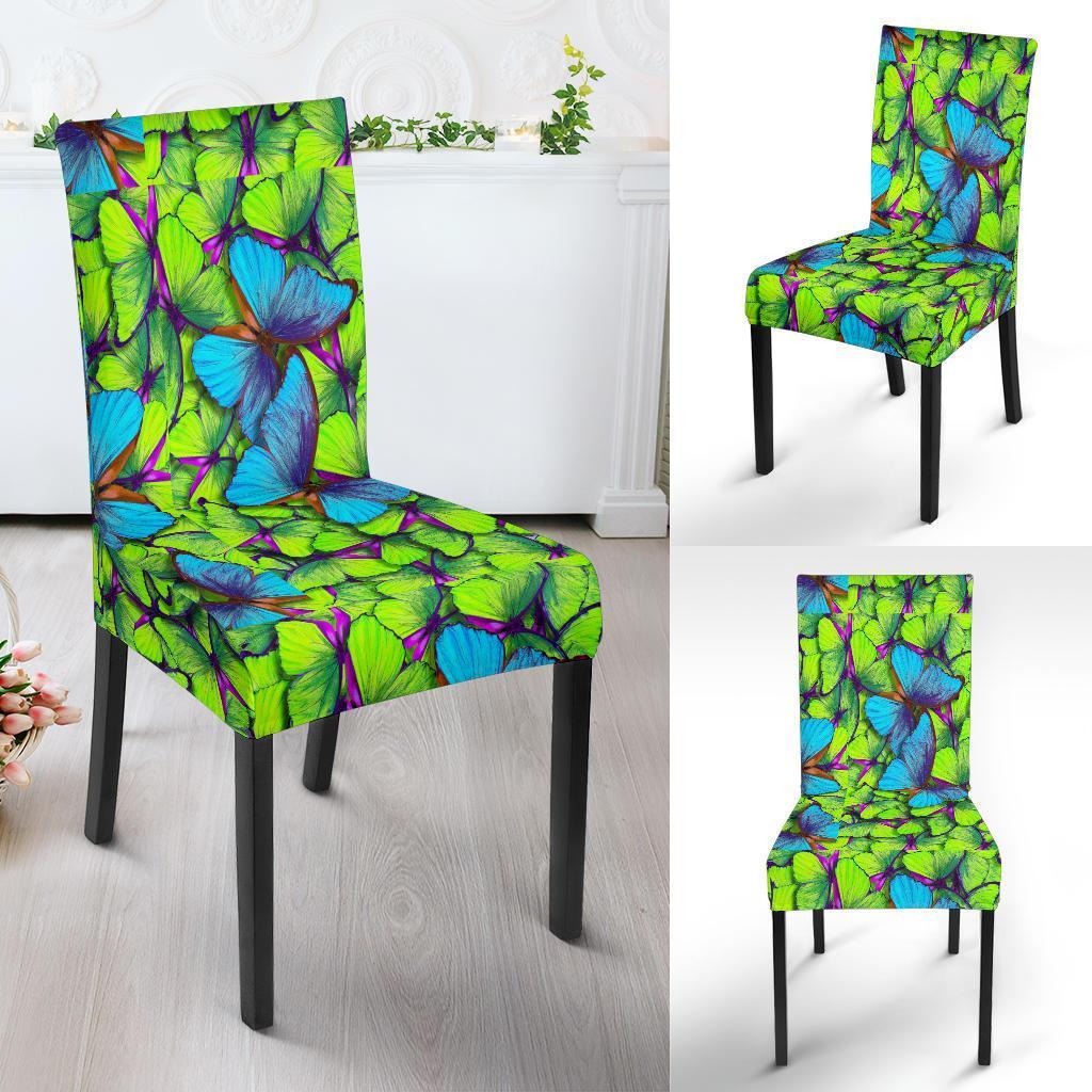 Green Blue Butterfly Pattern Print Chair Cover-grizzshop