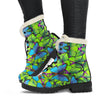 Green Blue Butterfly Pattern Print Comfy Winter Boots-grizzshop