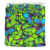 Green Blue Butterfly Pattern Print Duvet Cover Bedding Set-grizzshop