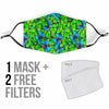 Green Blue Butterfly Pattern Print Face Mask-grizzshop