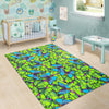 Green Blue Butterfly Pattern Print Floor Mat-grizzshop