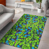 Green Blue Butterfly Pattern Print Floor Mat-grizzshop