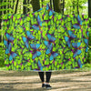 Green Blue Butterfly Pattern Print Hooded Blanket-grizzshop