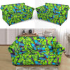 Green Blue Butterfly Pattern Print Loveseat Cover-grizzshop