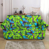 Green Blue Butterfly Pattern Print Loveseat Cover-grizzshop