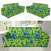 Green Blue Butterfly Pattern Print Sofa Covers-grizzshop