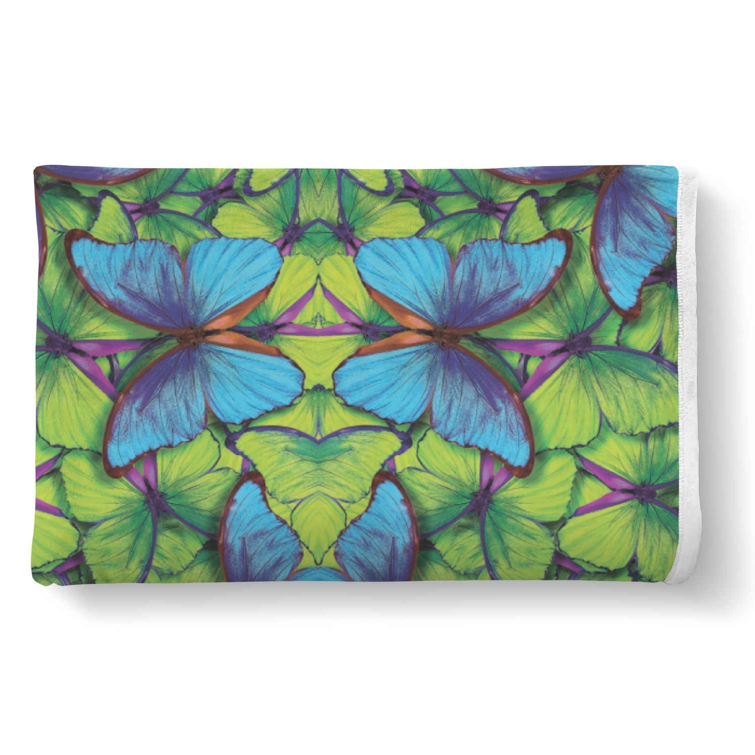 Green Blue Butterfly Pattern Print Throw Blanket-grizzshop