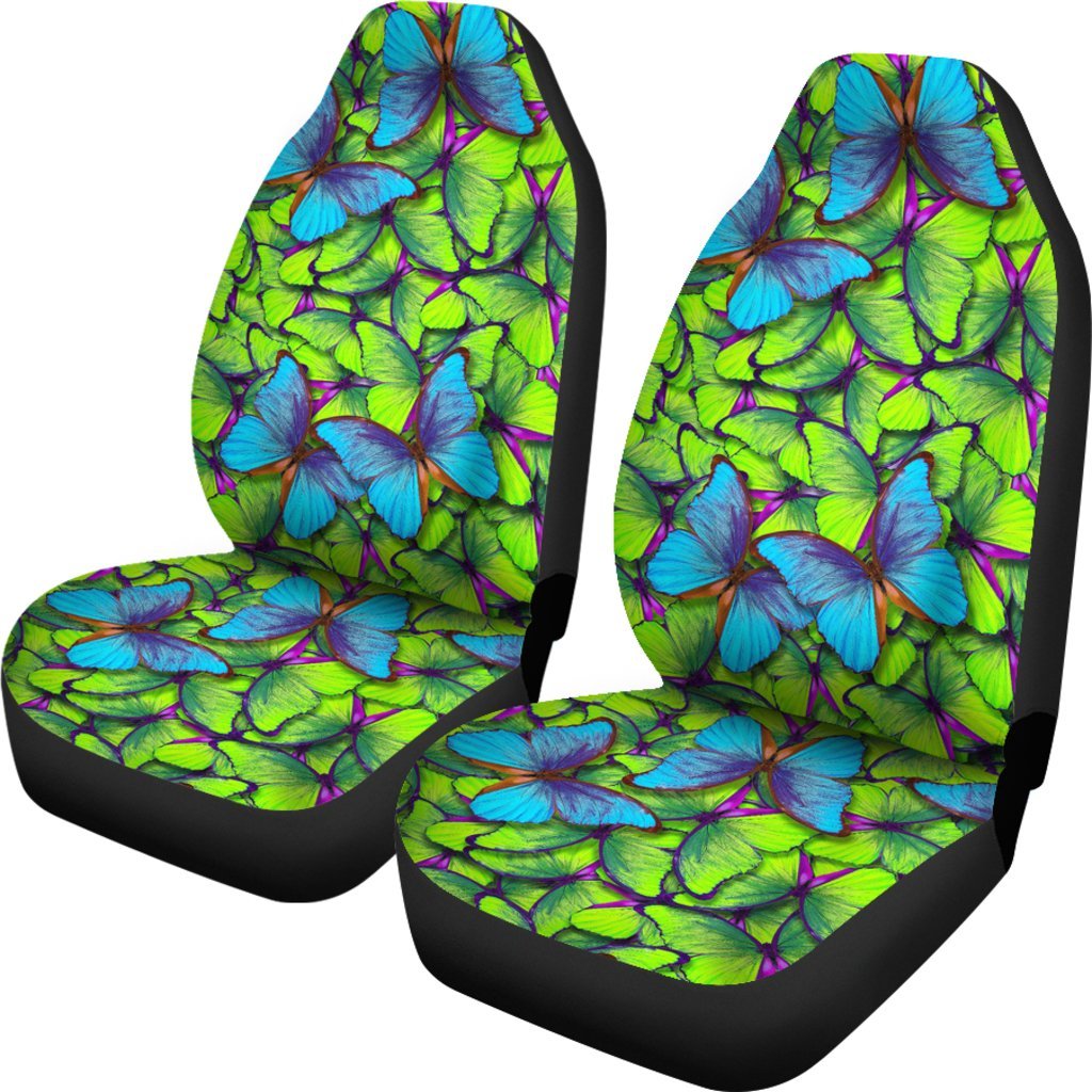 Green Blue Butterfly Pattern Print Universal Fit Car Seat Cover-grizzshop