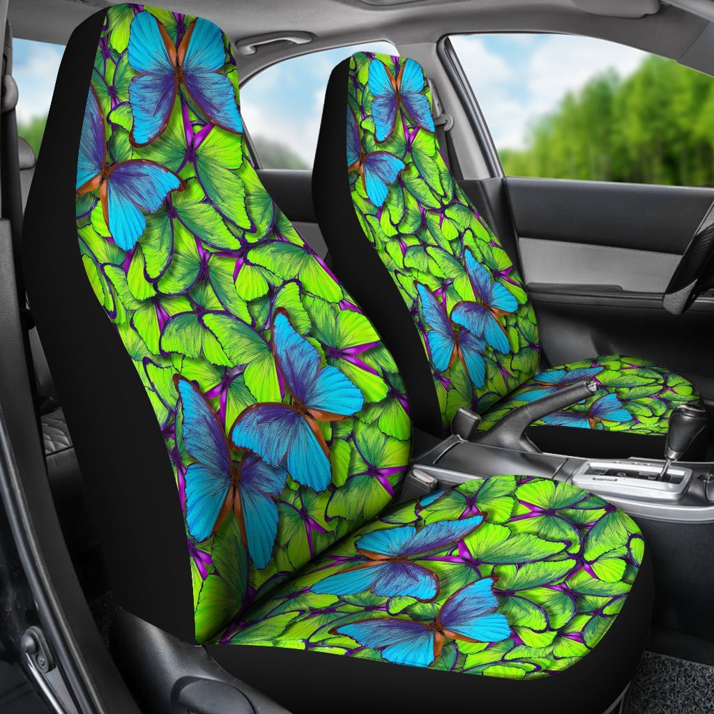 Green Blue Butterfly Pattern Print Universal Fit Car Seat Cover-grizzshop