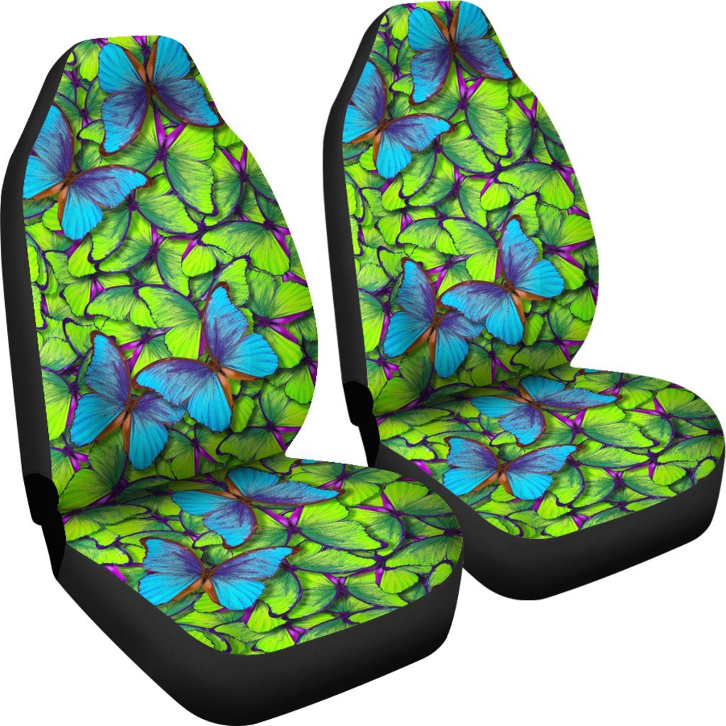 Green Blue Butterfly Pattern Print Universal Fit Car Seat Cover-grizzshop