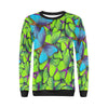 Green Blue Butterfly Pattern Print Women Crewneck Sweatshirt-grizzshop