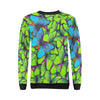 Green Blue Butterfly Pattern Print Women Crewneck Sweatshirt-grizzshop