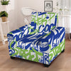 Green Blue Urban Graffiti Text Print Pattern Armchair Slipcover-grizzshop