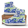 Green Blue Urban Graffiti Text Print Pattern High Top Sneakers-grizzshop