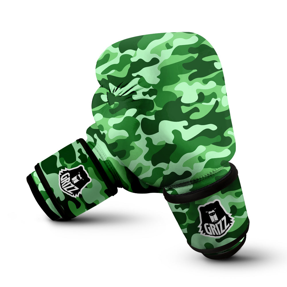 Green Camo And Camouflage Print Boxing Gloves-grizzshop