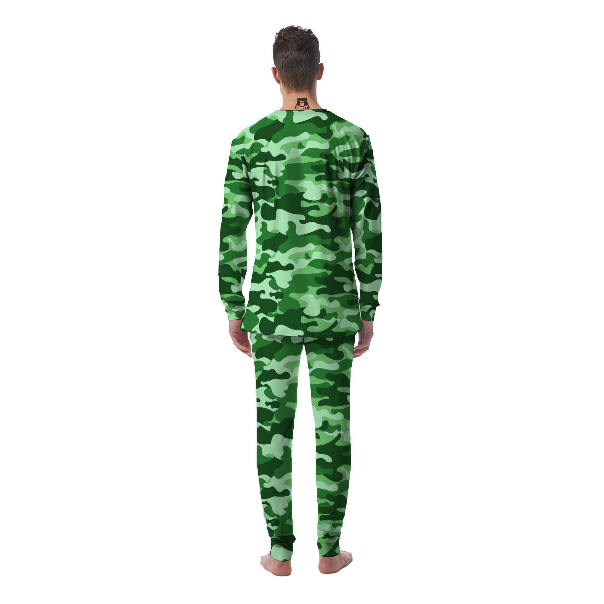 Green Camo And Camouflage Print Men's Pajamas-grizzshop