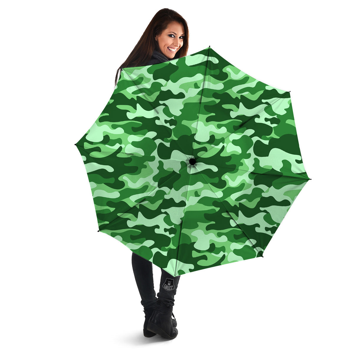 Green Camo And Camouflage Print Umbrella-grizzshop